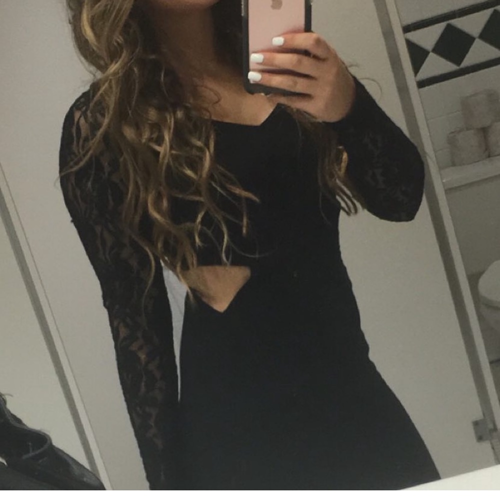 Express Long Black Cut Out Dress